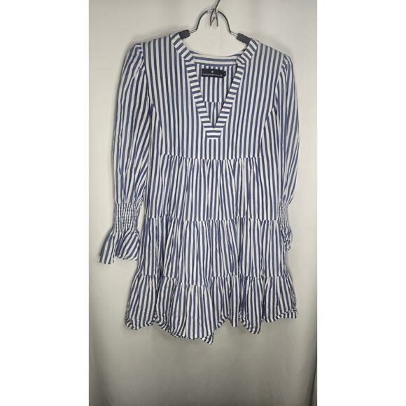 Tuckernuck Pomander Place Dress Blue White Striped Kenzo Mini Size Small Tiered - Picture 1 of 8